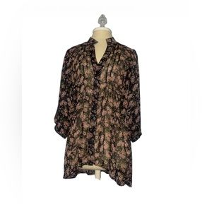 Sam & Max Floral Sheer Button Up 1X